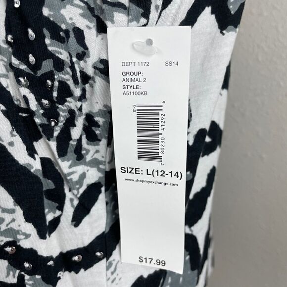 NWT Passports Black, Gray & White Animal Print Top - Picture 7 of 9